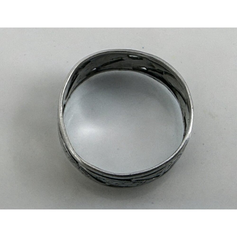 Vintage 50's Uncus Sterling Silver  Cut out Floral Band Ring Size 7.5 - Picture 6 of 10